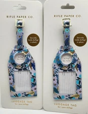 Set of 2 Vegan Luggage Bag Tag Airtag Floral Rifle Paper Co.  Brand New 7 3/8"