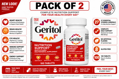 New Look Geritol Vitamins Multivitamin & Mineral , 100 Tablets Each PACK OF 2