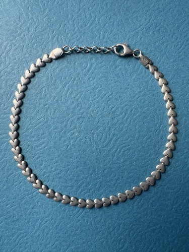 VINTAGE ITALY .925 STERLING SILVER HEART LOVE BRACELET