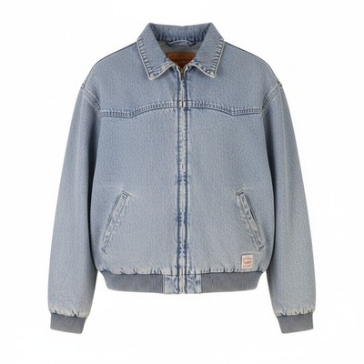 LEVI'S Relaxed Herren Jacke XL blau verwaschen wattiert Full Zip Western Denim *