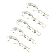 5Pcs 38mm Crystal Teardrop DIY w 14mm Octagonal Bead Clear