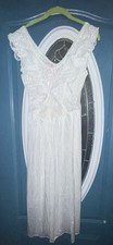 Vintage White Maxi Nightgown Size Medium Semi Sheer Lace