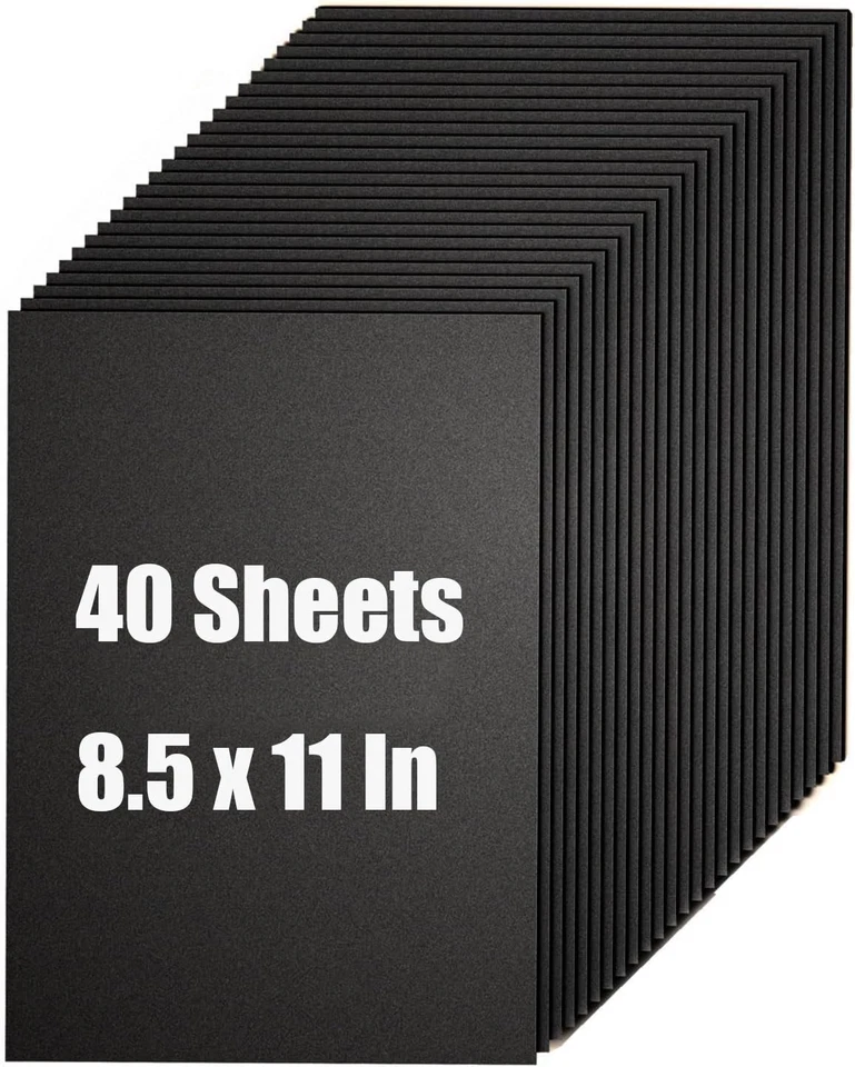 Black Cardstock Paper 40 Sheets 8.5x11 Inches 200gsm Thick for Invitations Menus - Image 3 of 4