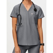 FIGS Graphite Gray Catarina One-Pocket Scrub Top