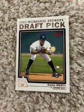 RICKIE WEEKS ROOKIE TOPPS 2004 MILWAUKEE BREWERS RC NRMT #687 BASEBALL CARD. rookie card picture