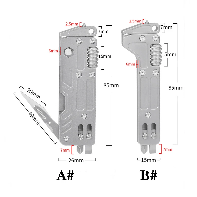 EDC Titanium Alloy Multi Tools Adjustable Wrench Pocket Outdoor Camping Keychain - Image 2 of 4