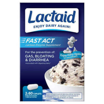 Lactaid Fast Act, 120 Caplets Free Shipping***