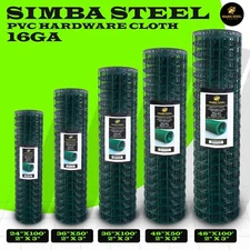 Hardware Cloth 16 GA GREEN Vinyl Coated Welded Wire Mesh Many Sizes -SIMBA STEEL