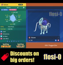 6IV Shiny Suicune Pokemon Scarlet and Violet
