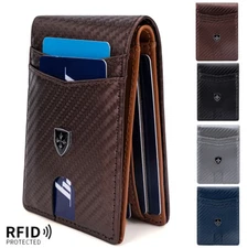 RFID Blocking Mens Small Leather Wallet Credit Card Holder Mini Bifold Purse US