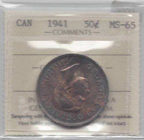 1941, ICCS Graded Canadian 50 Cent, **MS-65**  - Picture 1 of 4