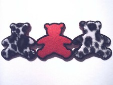 12 Furry TEDDY BEAR Iron-On Fabric Appliques Patches Boys Girls Decoration