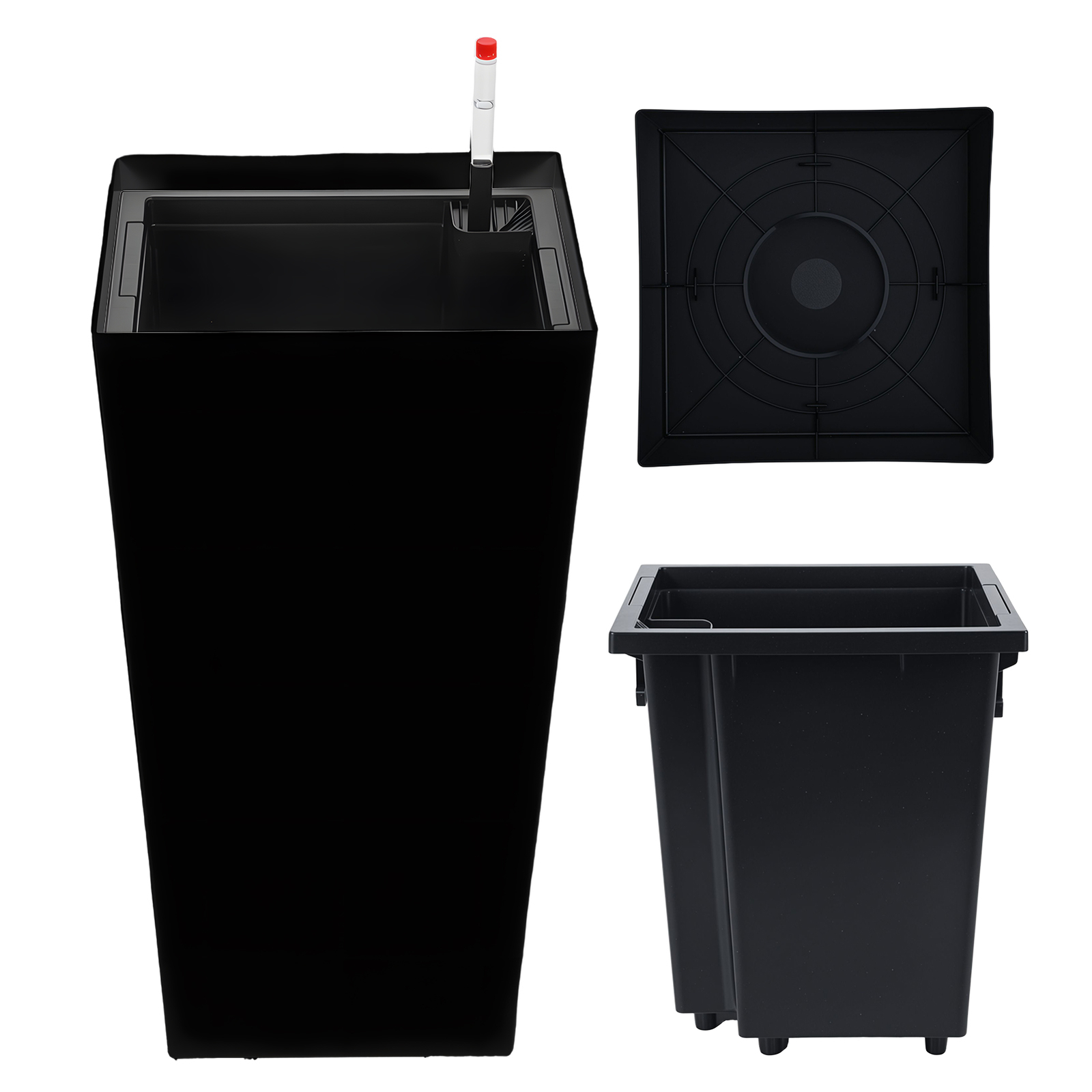 Resin Flower Pot For Outdoor Indoor Plants With Visual Water Level 25.5*30*55cm