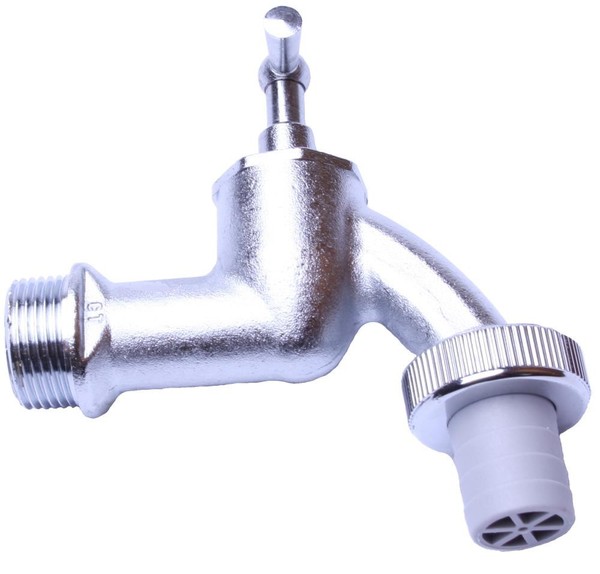 "Cornat Auslaufventil Wasserhahn Mit Knebelgriff 3/4\" Messing Matt-Verchromt"-image