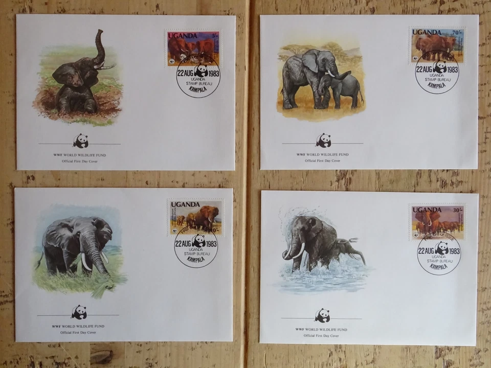 WWF African Elephant LOXODONTA 1983 SET Silver Medallion & First Day Cancel - Image 3 of 4