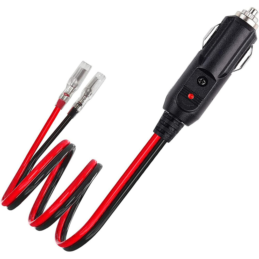 2PCS 12V 24V Fused Male Car Cigarette Lighter Socket Plug Connector Cable