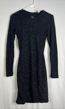 Divided By H&M Fit & Flare Dress Women's Size 6 Black Open Back Long Sleeve