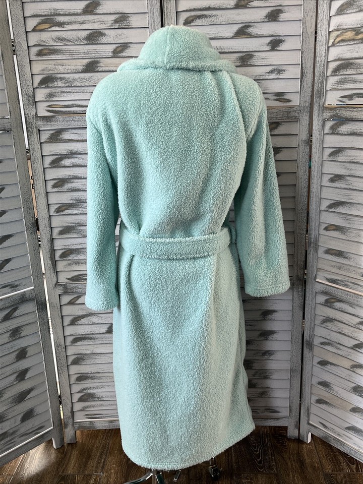 Pottery Barn Teen Cozy Sherpa Hooded Robe Seafoam Green One Size 24 x
