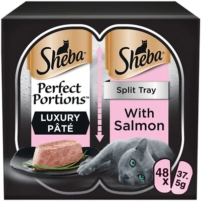 48 x 37.5g Sheba Perfect Portions Luxury Adult Wet Cat Food Trays Salmon in Loaf