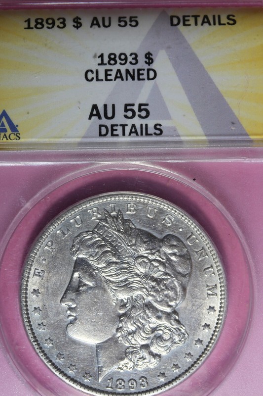 1893 ANACS AU55 DETAILS CLEANED MORGAN SILVER DOLLAR #B43124