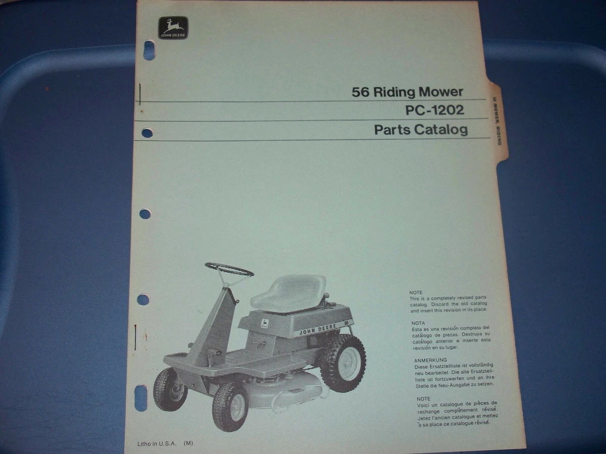 John Deere 56 Riding Mower Parts Catalog Manual