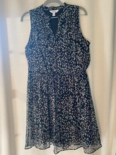 Nine West Sleeveless Dress Small Sheer with Lining black white green