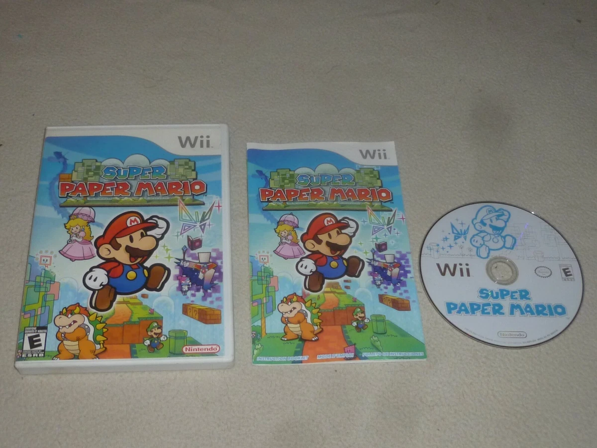 NINTENDO Wii SUPER PAPER MARIO VIDEO GAME W CASE MANUAL BOWSER PEACH LUIGI
