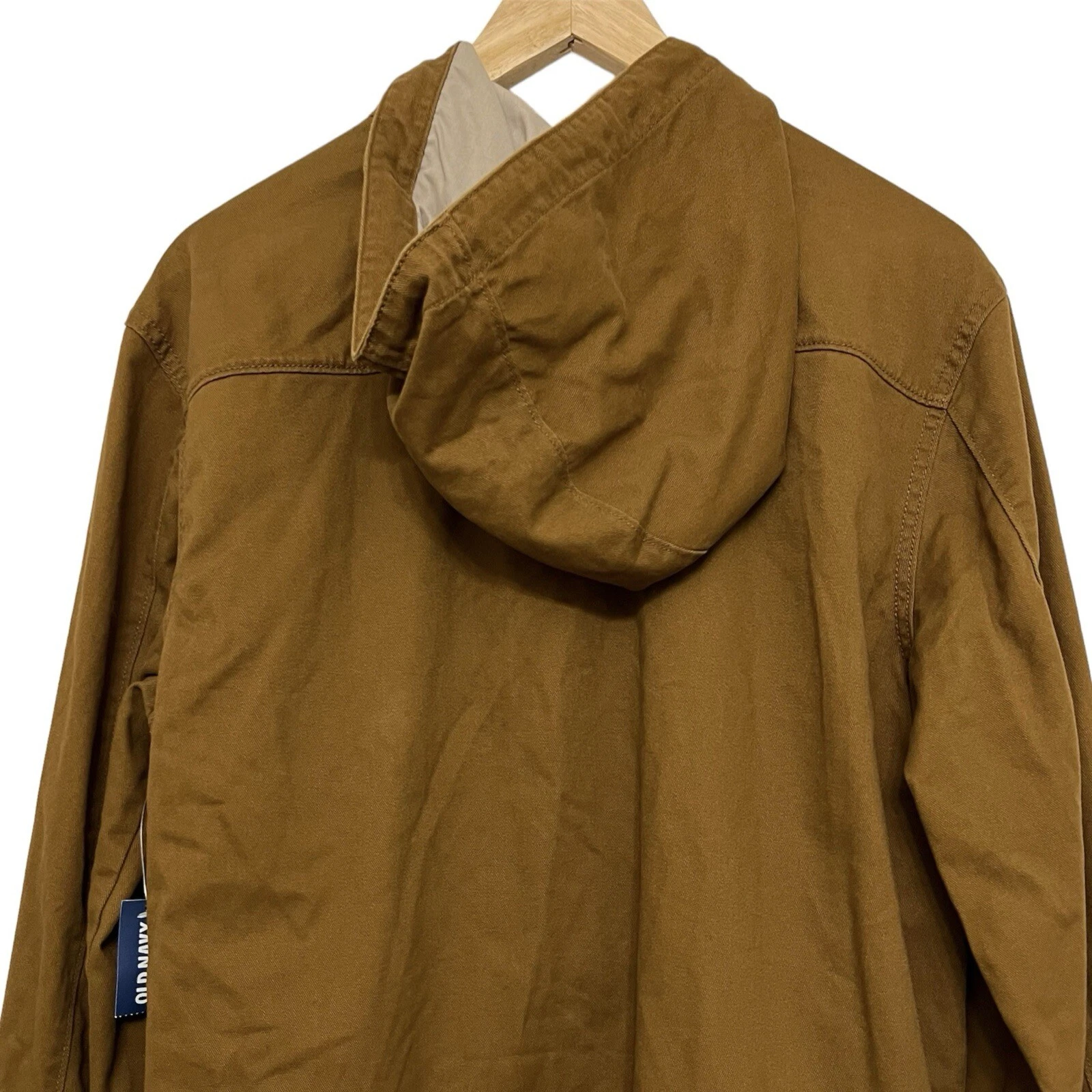 OLD NAVY Men's Cotton Hooded Rye Brown Jacket Size M NWT image 5