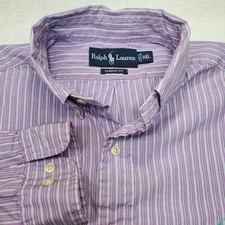 VTG Ralph Lauren Polo Long Sleeve Button Down Classic Fit Purple TINY PIN HOLE
