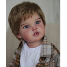 30in Artist Handmade Reborn Baby Doll Lifelike Toddler Boy Hand-Rooted Hair Toys