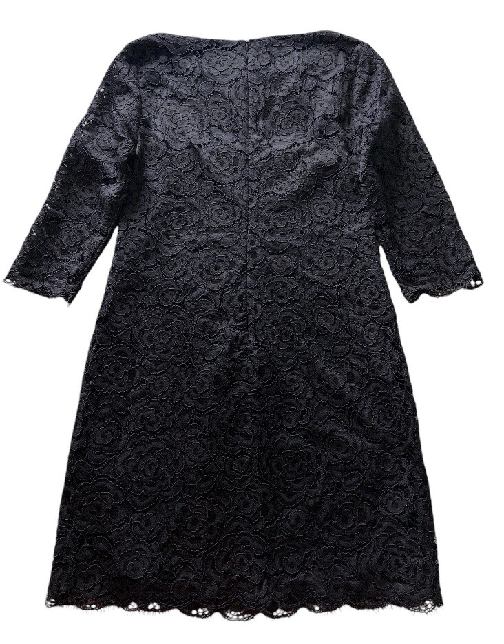 Trina Turk Black Dress Women's 8 Whimsygoth Floral Lace Overlay 3/4 Sleeve  | eBay