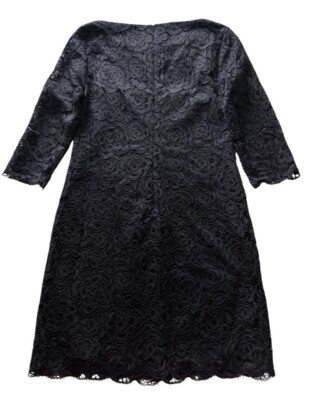 Trina Turk Black Dress Women's 8 Whimsygoth Floral Lace Overlay 3/4 Sleeve  | eBay