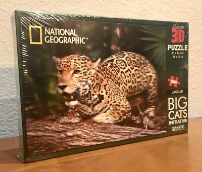  NEW National Geographic Super 3D Puzzle 500 Piece Big Cats RARE  Jaguar 24 x 18