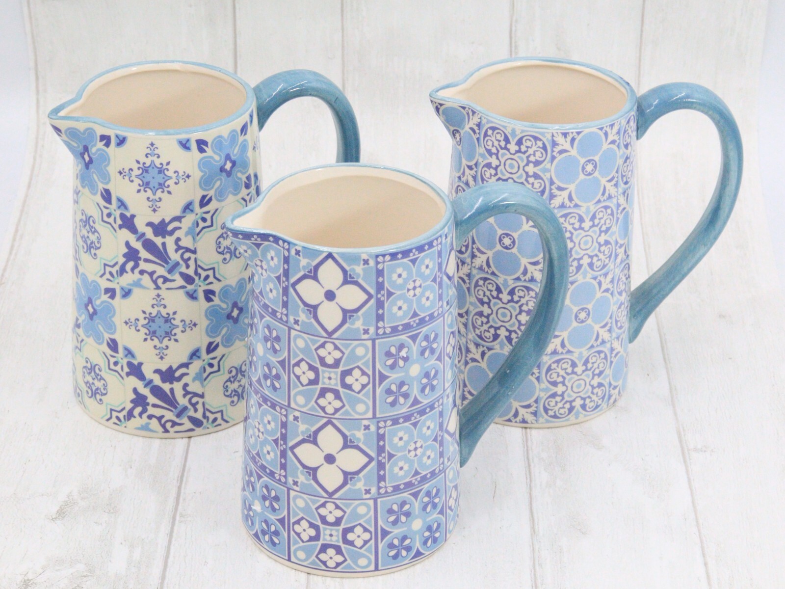 Jug Vase Ceramic White and Blue Ceramic Pitcher Vase Flower Jug with