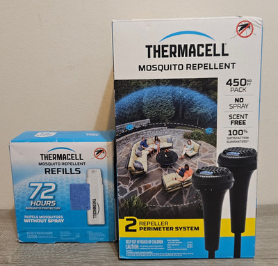 Thermacell Mosquito Repellent MRP2 Perimeter System 2 Pack 450 Sq Ft + 6 Refills