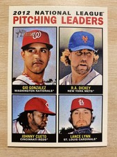 2013 Topps Heritage Pitching Leaders #3 Dickey, Gonzalez, Cueto, Lynn