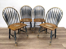 DINING CHAIRS 4 Pine Windsor Bow Stick Back Side Chair Cafe Bistro FREE DELIVERY