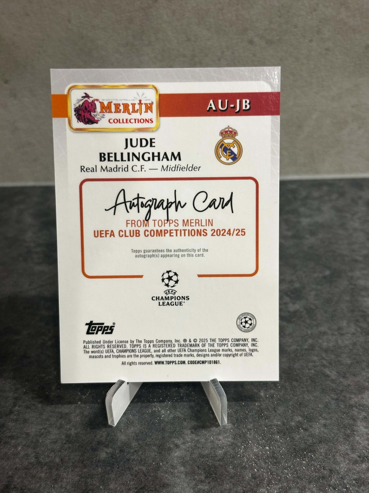 2024-25 Topps Merlin Chrome UCL - Jude Bellingham Aqua Mojo Refractor Auto  /75  view 2