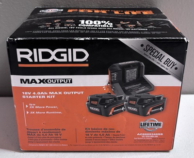 #ad #ad Ridgid 18V MAX Output 4.0 Ah Batteries amp; Charger Starter Kit AC8609340SB $99.00