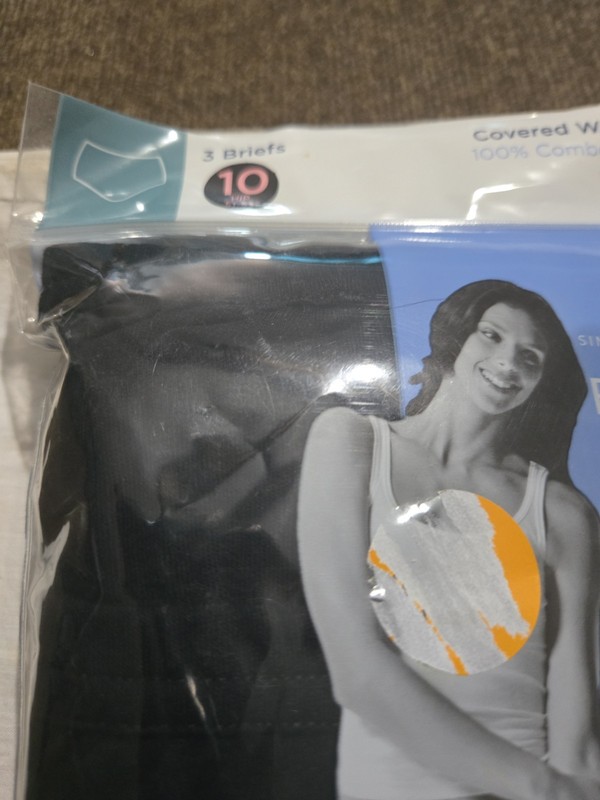 NWT Jockey Elance Cotton Comfort 3 Pack Briefs Size 10 Black 100% Cotton 