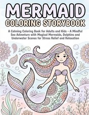 Mermaid Coloring Storybook: A Calming Coloring Book for Adults and Kids A Mindfu
