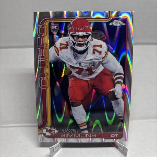 2025 Topps Chrome Rookie Silver Wave Josh Simmons #304 Kansas City Chiefs
