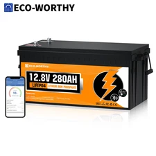 ECO-WORTHY 3584Wh 12V 280Ah LiFePO4 RV Battery w/Bluetooth & Low Temp Cutoff 