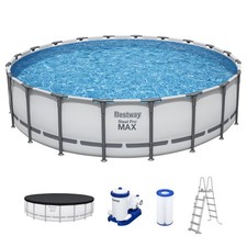 Aufstellpool - Set mit Filterpumpe Swimmingpool Lichtgrau Ø 610x132cm