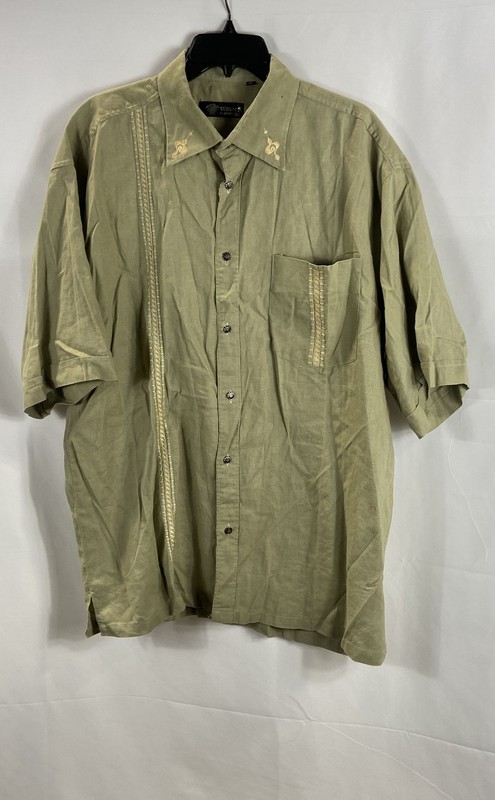 Vintage Y2K Versace Classic V2 Men's Green Embroidered Button Up Shirt XL