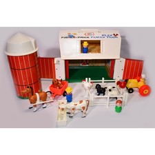 Vintage Fisher Price Little People Farm 915 Set Complete Silo 0626
