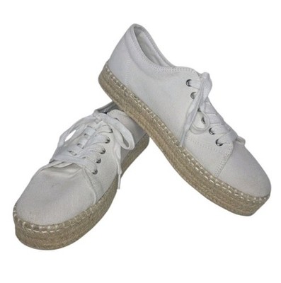 Tretorn Eve White Denim Espadrille Platform Sneaker Size 9.5
