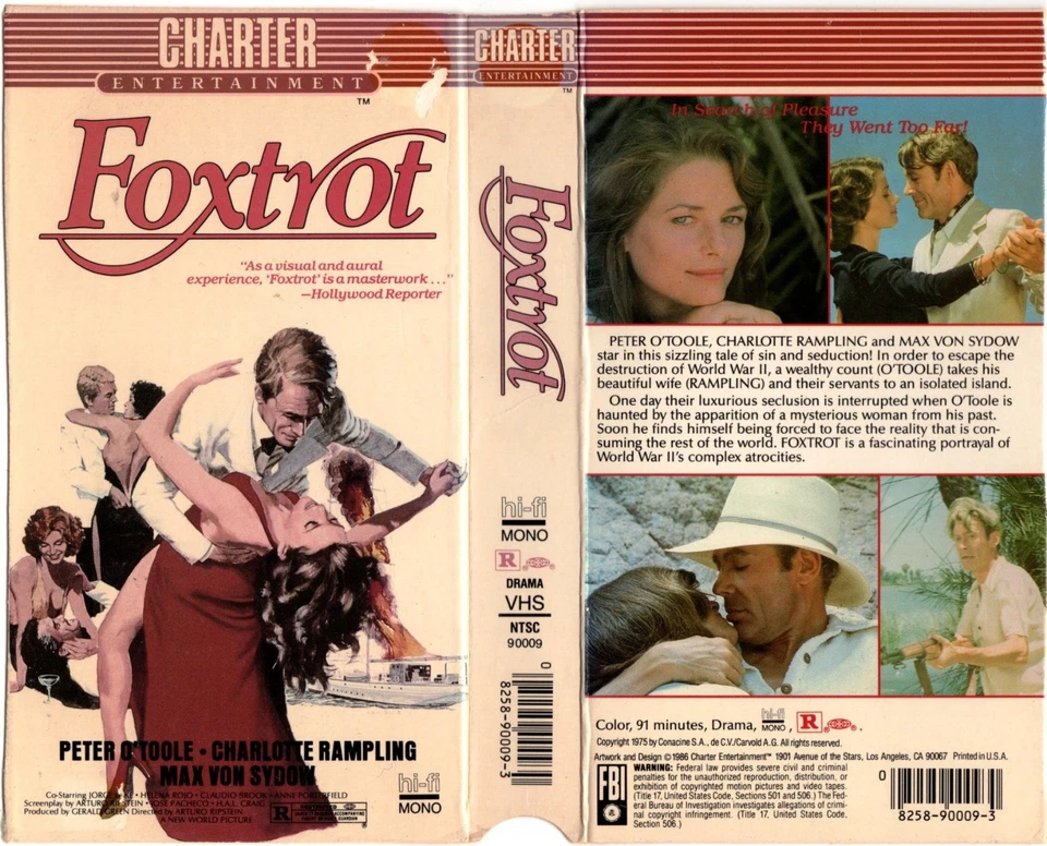 FOXTROT (1976) Peter O'Toole Charlotte Rampling, Charter Entertainment VHS RARE! - Image 3 of 4