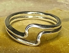 Sterling Silver Double Wave Band Ring Size 6.5