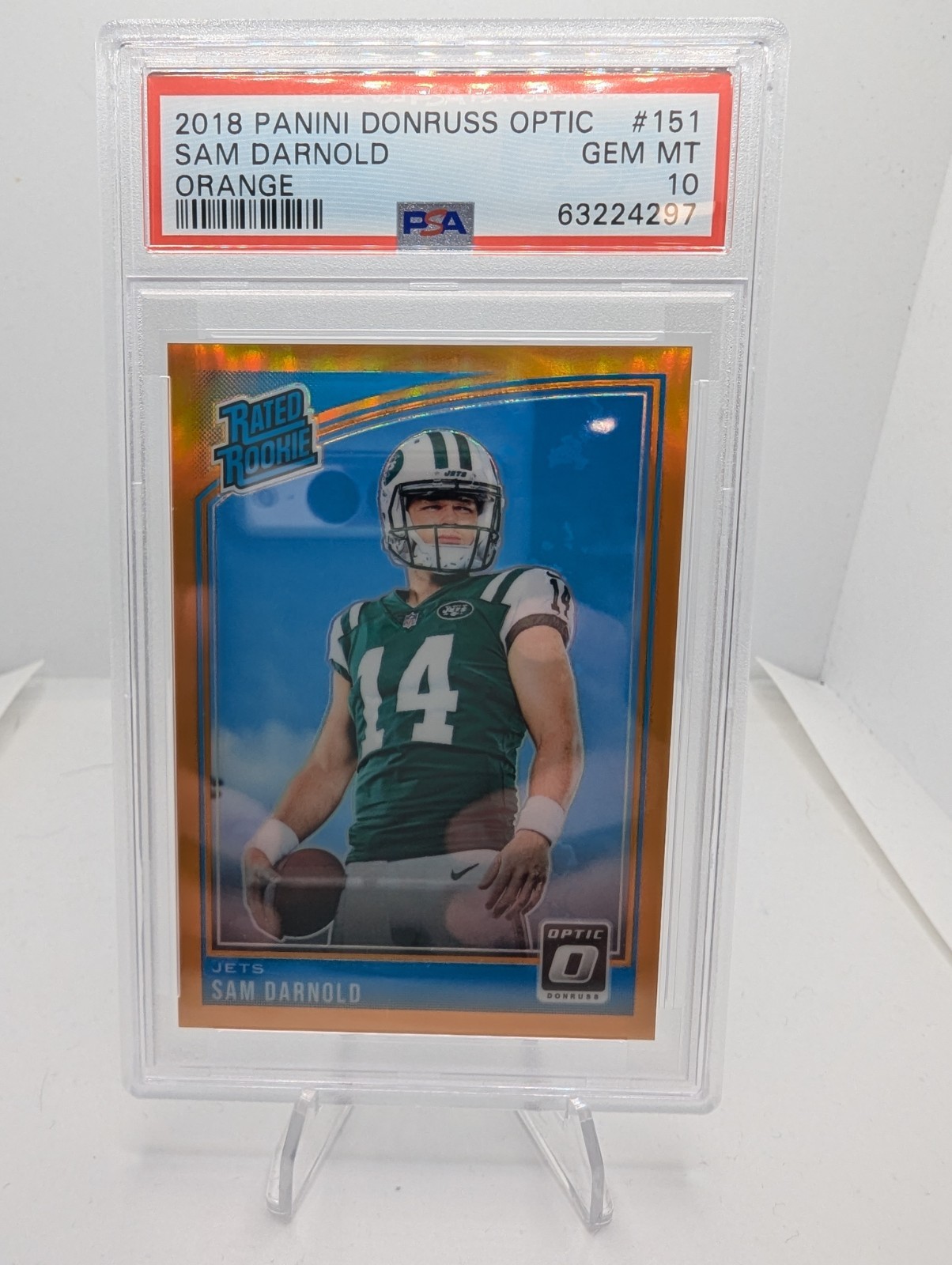 2018 Donruss Optic - Rated Rookie Sam Darnold #151 Orange Prizm /199 PSA 10 (RC)